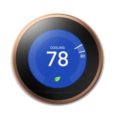 Copper Google Nest Learning thermostat. Self-learning, self-programming smart thermostat to save 10-15% on energy bills